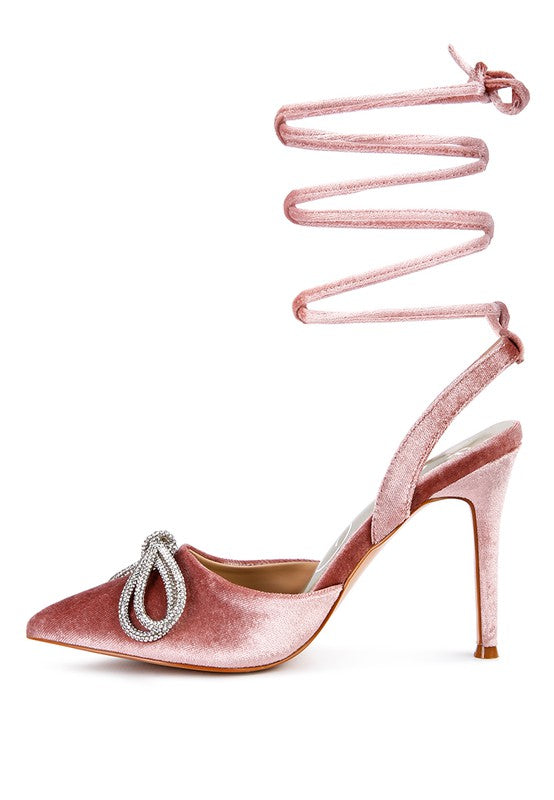 Big Treat Rhinestone Embellished Lace Up Sandals - A&S All things Glam Boutique