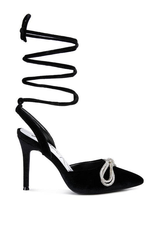 Big Treat Rhinestone Embellished Lace Up Sandals - A&S All things Glam Boutique