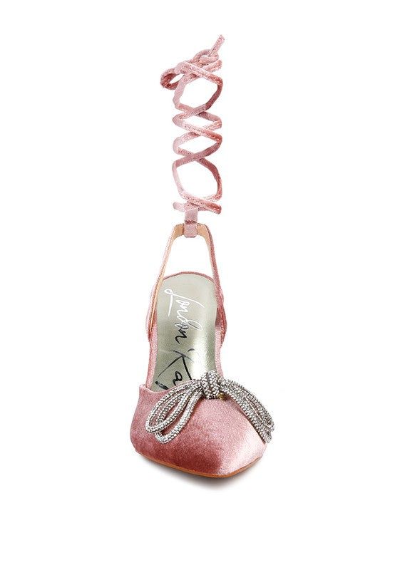 Big Treat Rhinestone Embellished Lace Up Sandals - A&S All things Glam Boutique