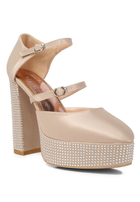 Shiver Rhinestones Embellished Platform Sandals - A&S All things Glam Boutique
