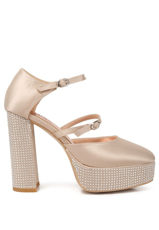 Shiver Rhinestones Embellished Platform Sandals - A&S All things Glam Boutique
