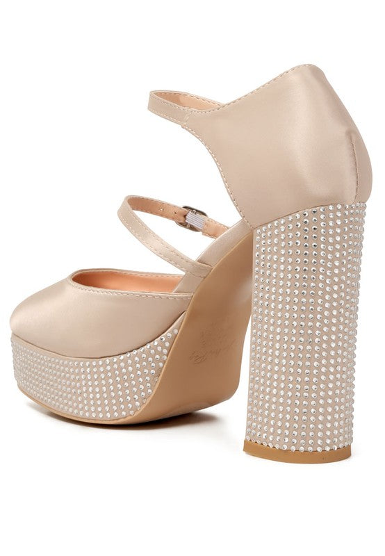Shiver Rhinestones Embellished Platform Sandals - A&S All things Glam Boutique