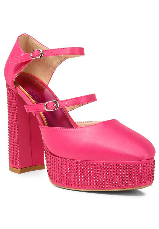 Shiver Rhinestones Embellished Platform Sandals - A&S All things Glam Boutique
