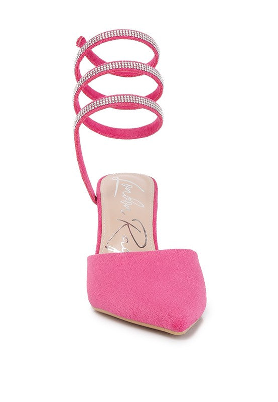 Elvira Rhinestone Embellished Strap Up Sandals - A&S All things Glam Boutique