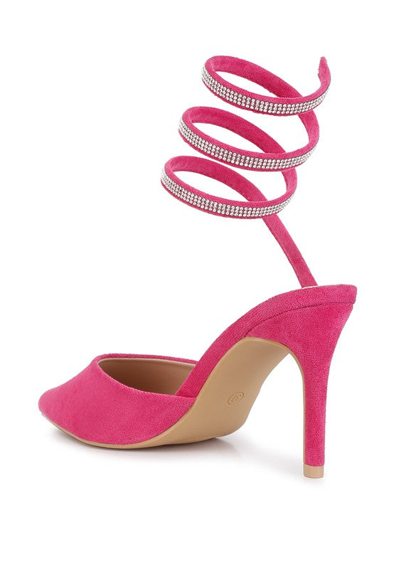 Elvira Rhinestone Embellished Strap Up Sandals - A&S All things Glam Boutique