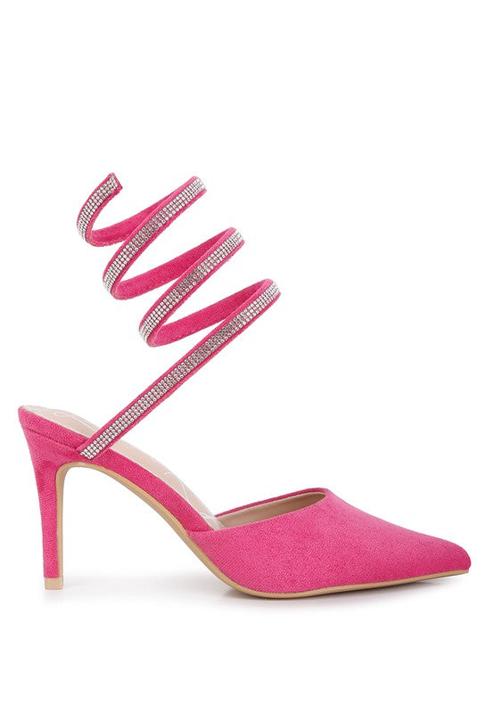Elvira Rhinestone Embellished Strap Up Sandals - A&S All things Glam Boutique
