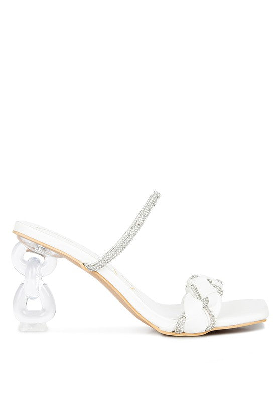 Big Plan Diamante Detail Mid Heel Sandals - A&S All things Glam Boutique