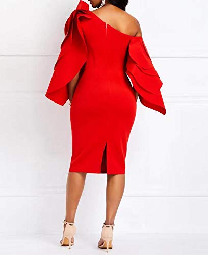 Ruffle Sleeve Off Shoulder Evening Dress