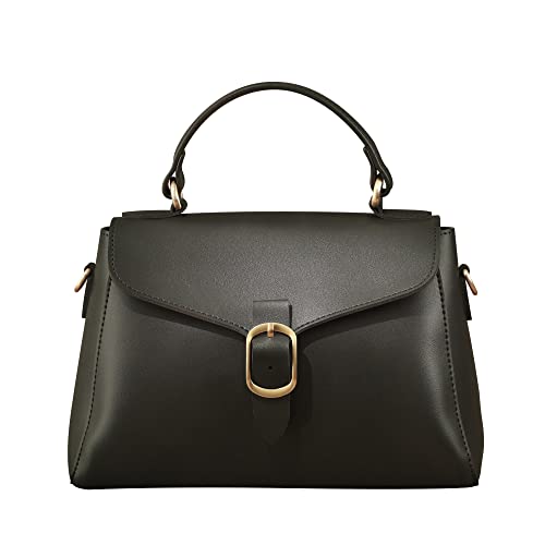 Vintage Vegan Leather Flap Top Handle Bag