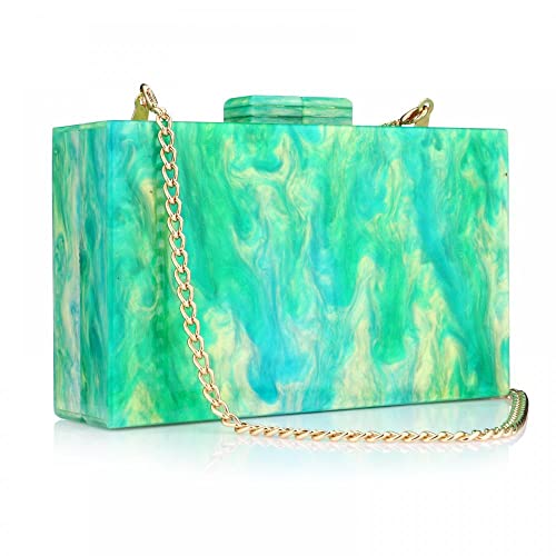 Multicolor Perspex Geometric Patterns Box Clutch