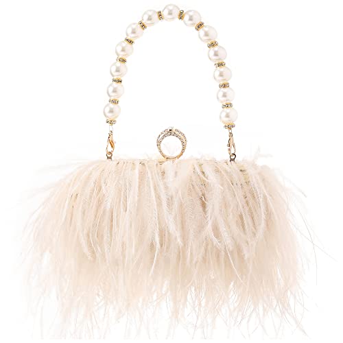 Feather Evening Clutch Vintage Banquet Handbag