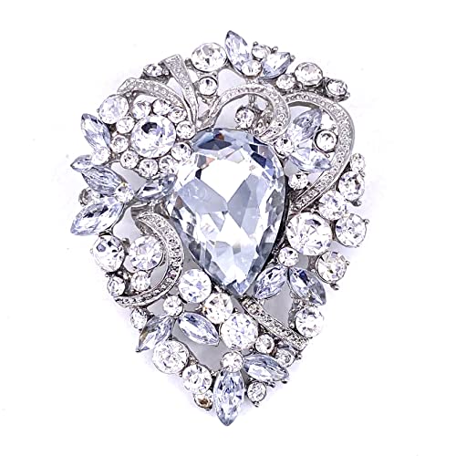 Vintage Austrian Crystal Elegant Flower Teardrop Brooch Gold Tone - A&S All things Glam Boutique