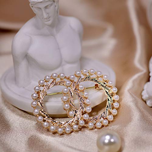 ROFARSO Round Brooch Pin for Women Girl Faux Pearl Lapel Pin - A&S All things Glam Boutique