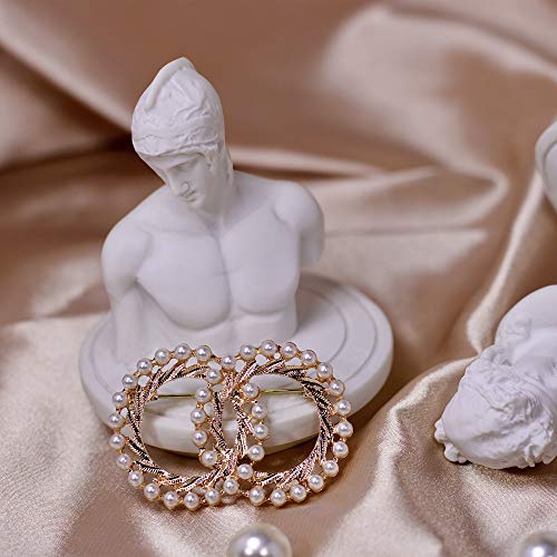 ROFARSO Round Brooch Pin for Women Girl Faux Pearl Lapel Pin - A&S All things Glam Boutique