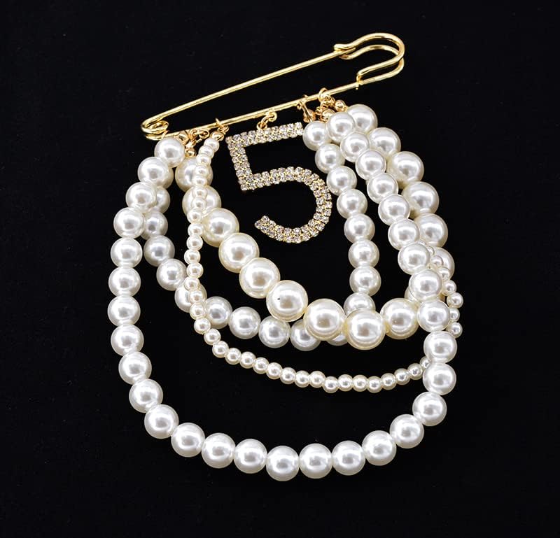Lapel Pins and Brooches with Lucky Number 5 Dangle,Brooch Pins - A&S All things Glam Boutique