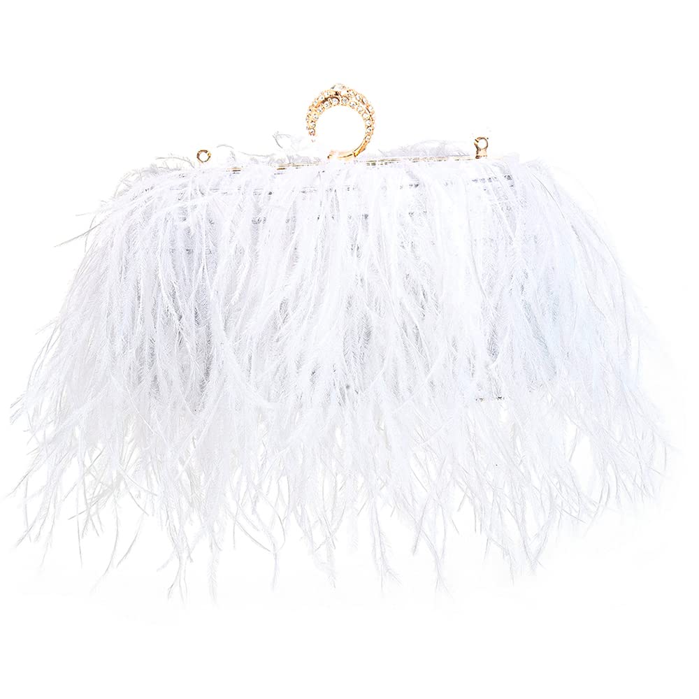 Feather Evening Clutch Vintage Banquet Handbag