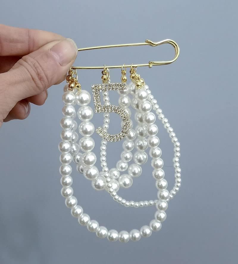 Lapel Pins and Brooches with Lucky Number 5 Dangle,Brooch Pins - A&S All things Glam Boutique