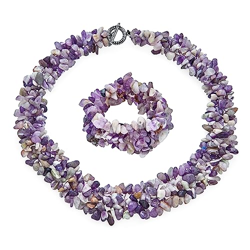 Large Wide Color Gemstone Chips Cluster Statement Necklace - A&S All things Glam Boutique