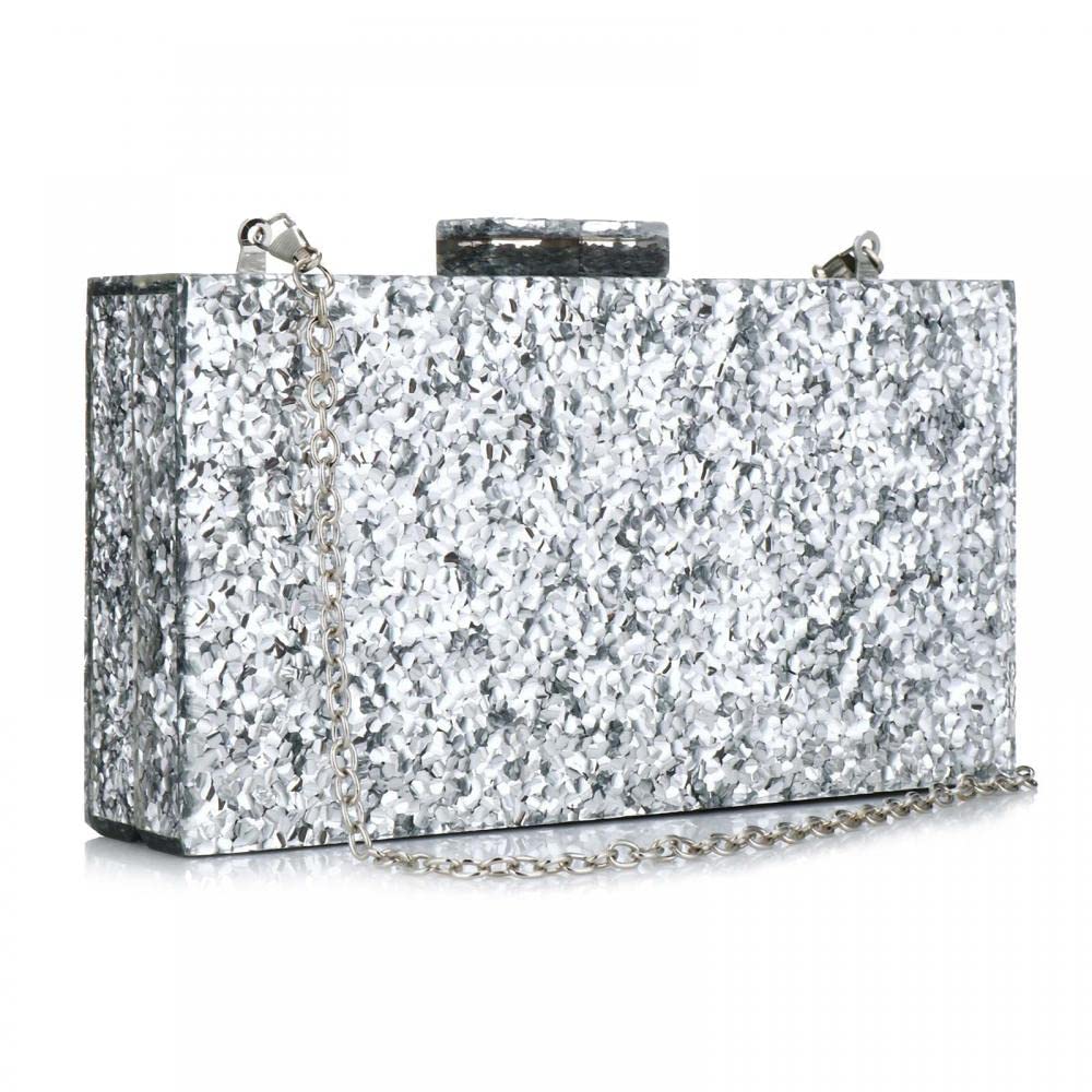 Multicolor Perspex Geometric Patterns Box Clutch