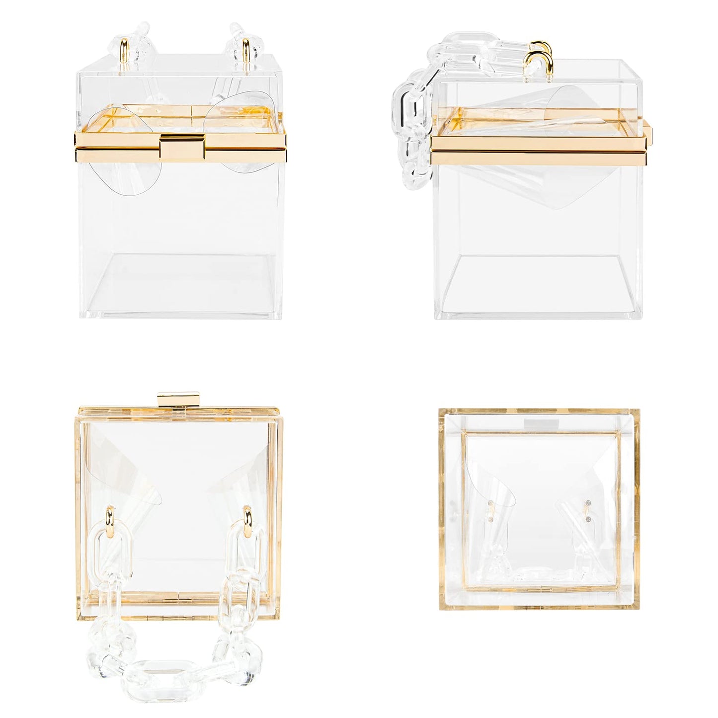 Acrylic Clutch Purse, Clear Square Box,