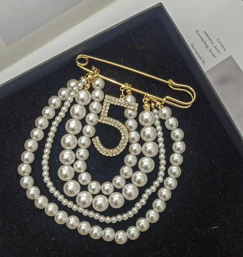 Lapel Pins and Brooches with Lucky Number 5 Dangle,Brooch Pins - A&S All things Glam Boutique