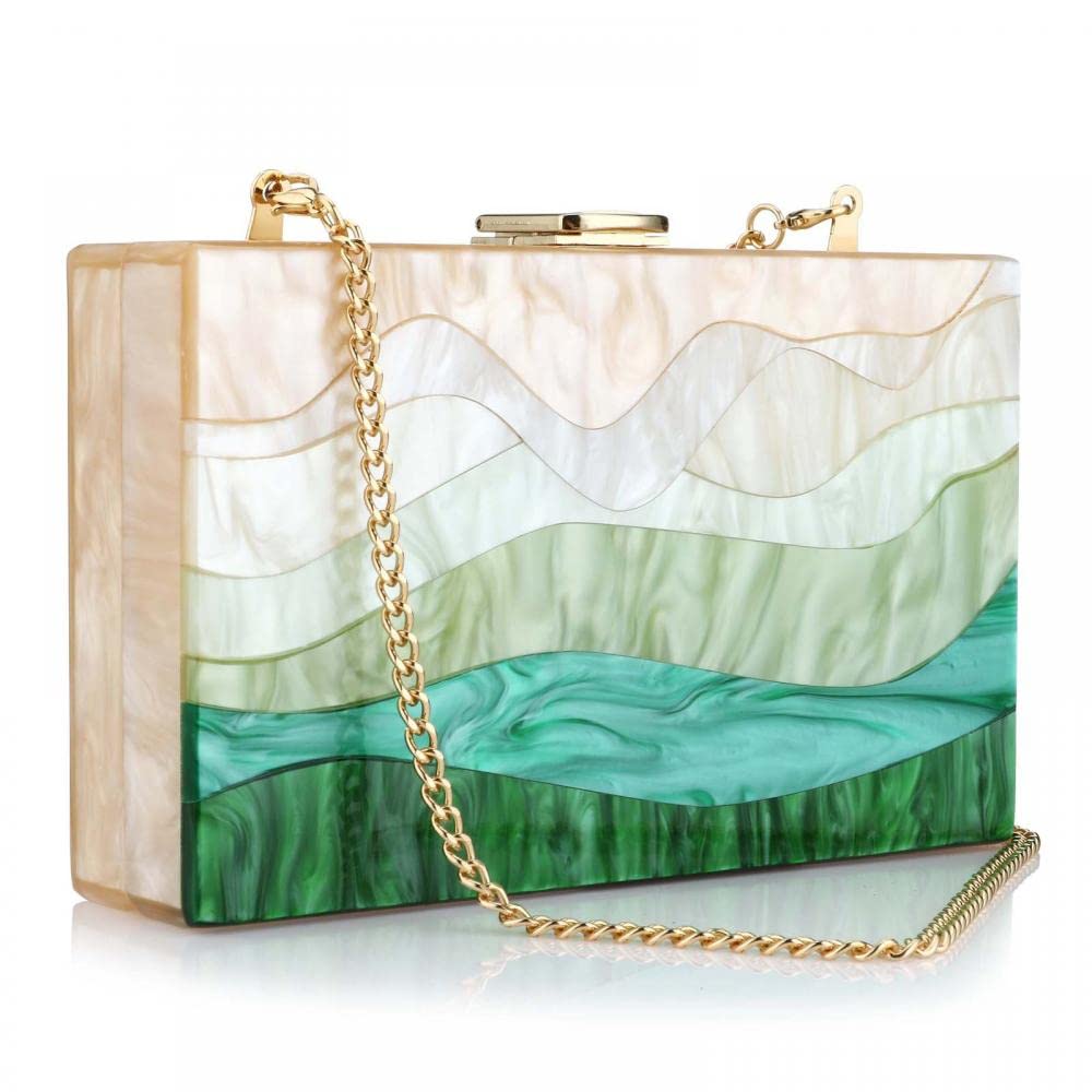 Multicolor Perspex Geometric Patterns Box Clutch