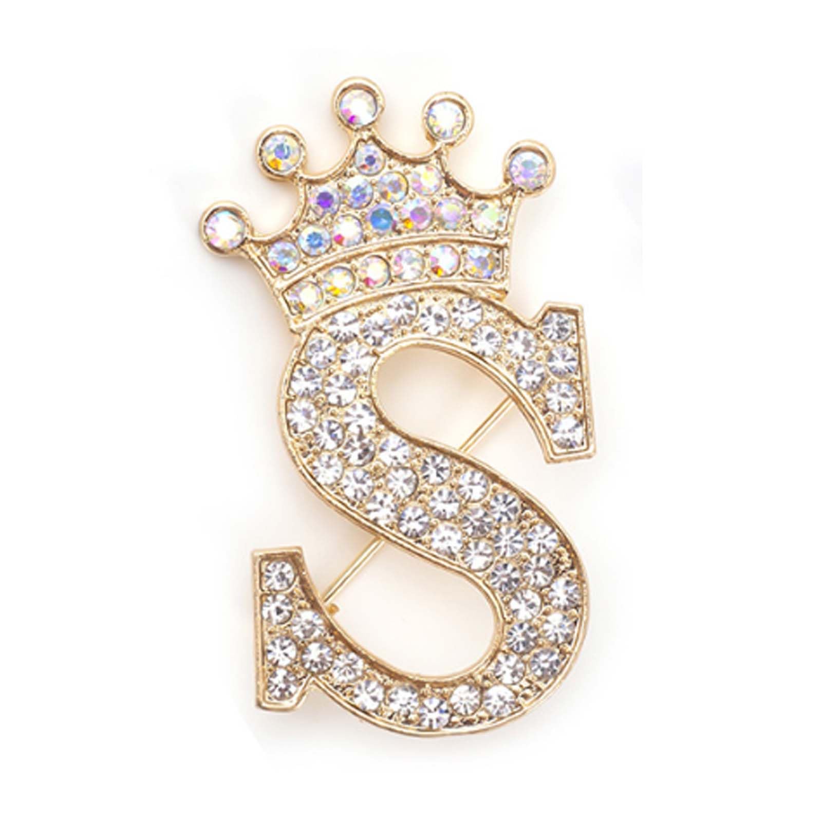 Rhinestone Brooch for Women 24 Letters Pins - A&S All things Glam Boutique