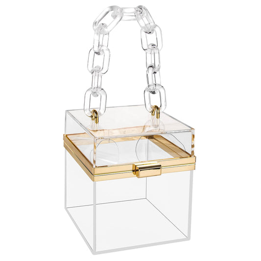 Acrylic Clutch Purse, Clear Square Box,