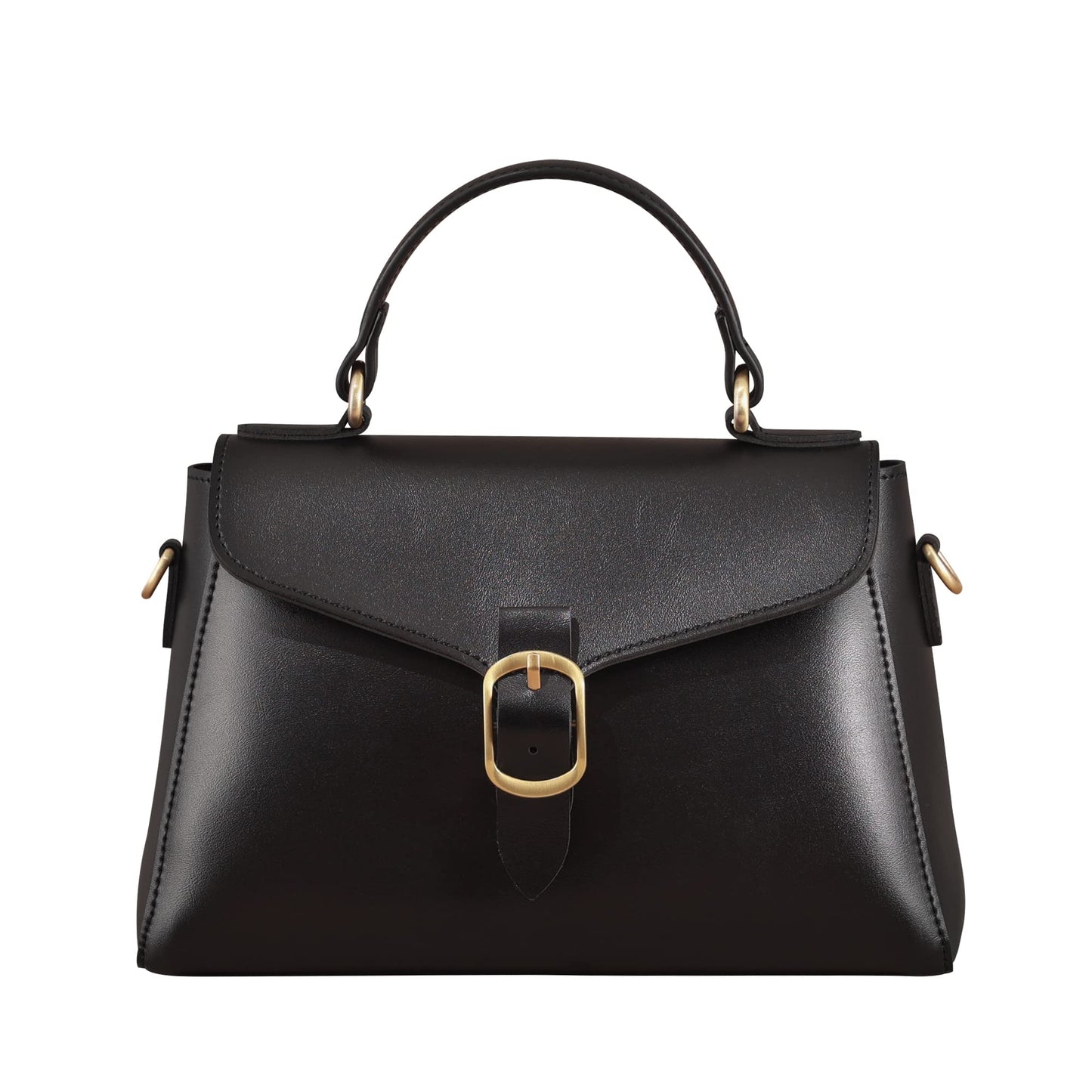 Vintage Vegan Leather Flap Top Handle Bag
