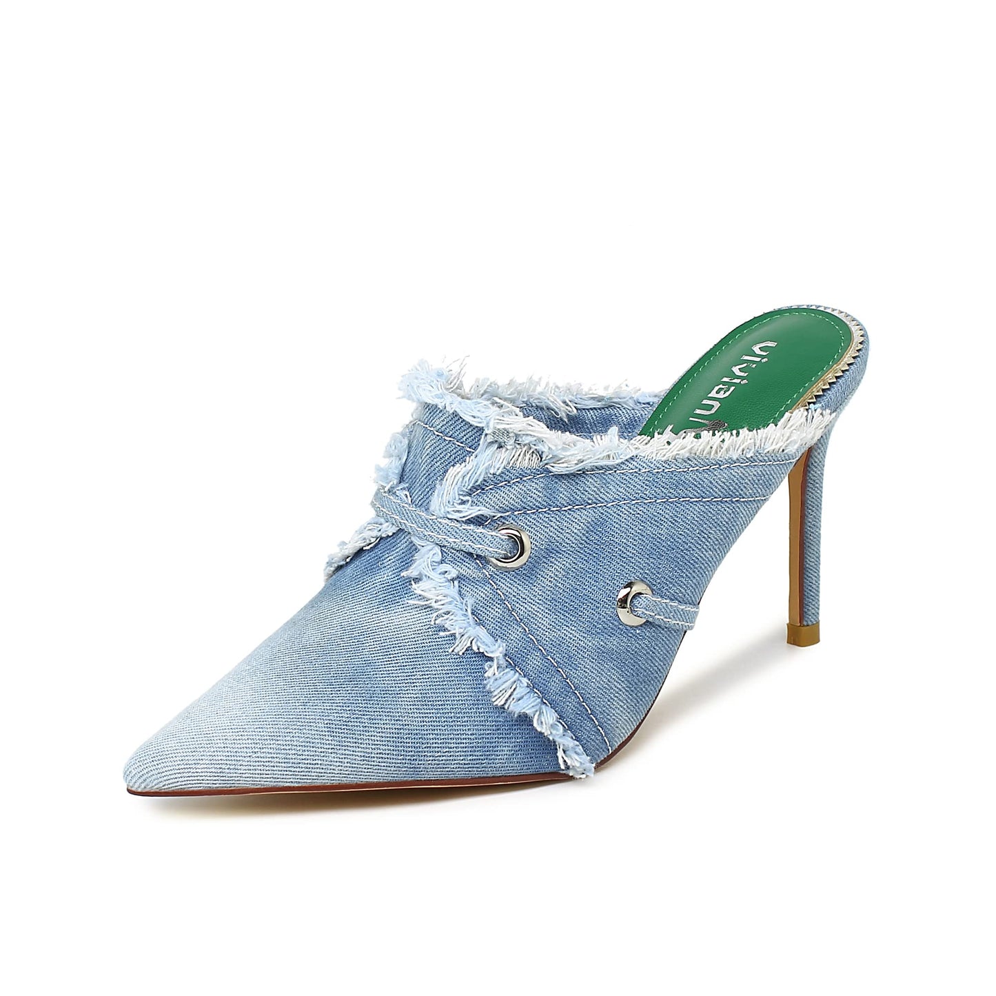 Denim Sandals Stiletto Heels Pumps Lace Up