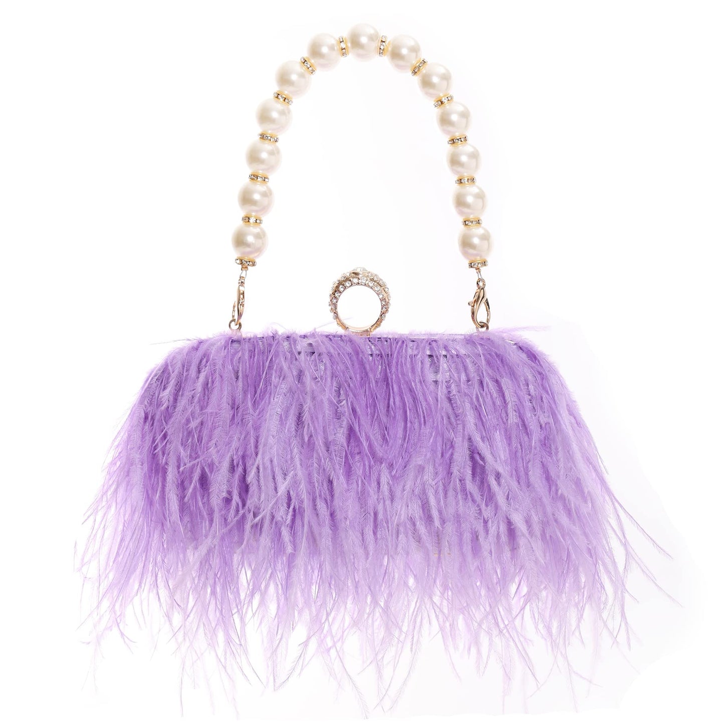 Feather Evening Clutch Vintage Banquet Handbag