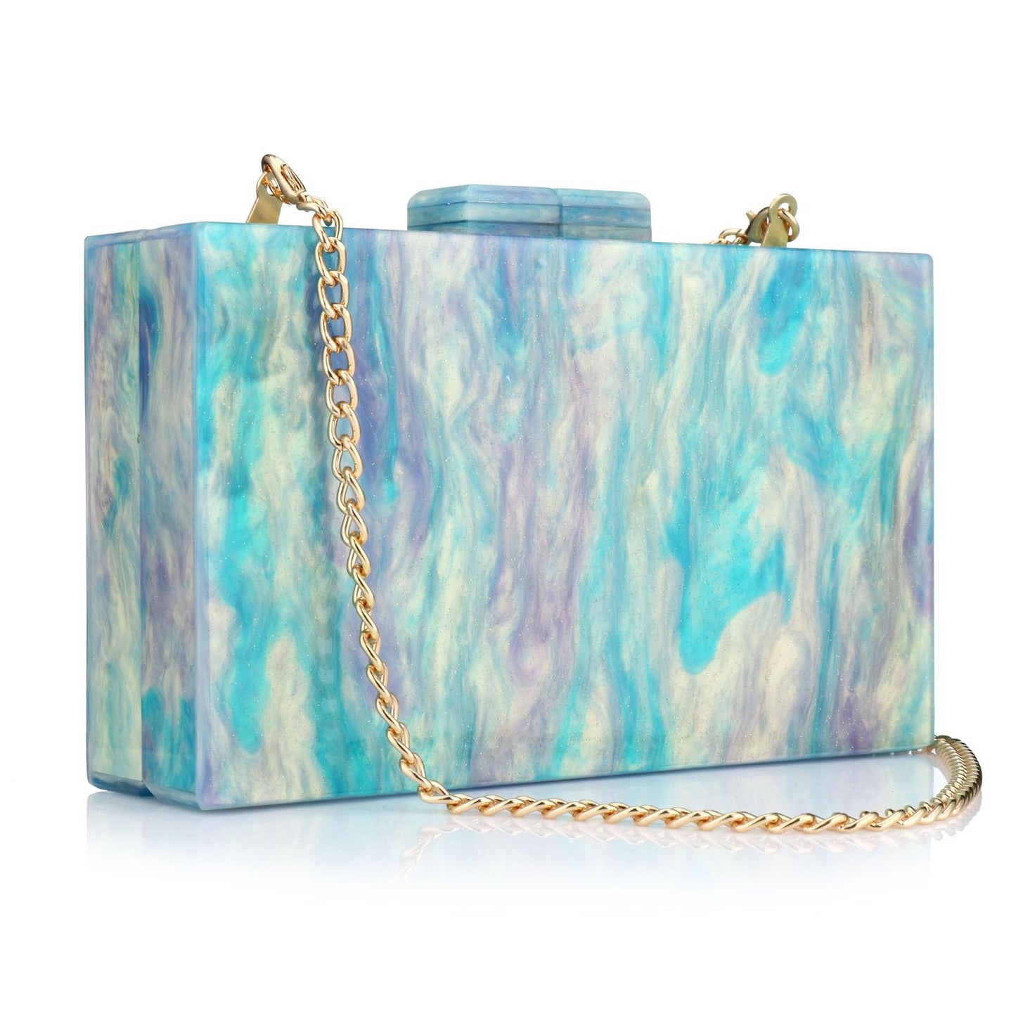Multicolor Perspex Geometric Patterns Box Clutch