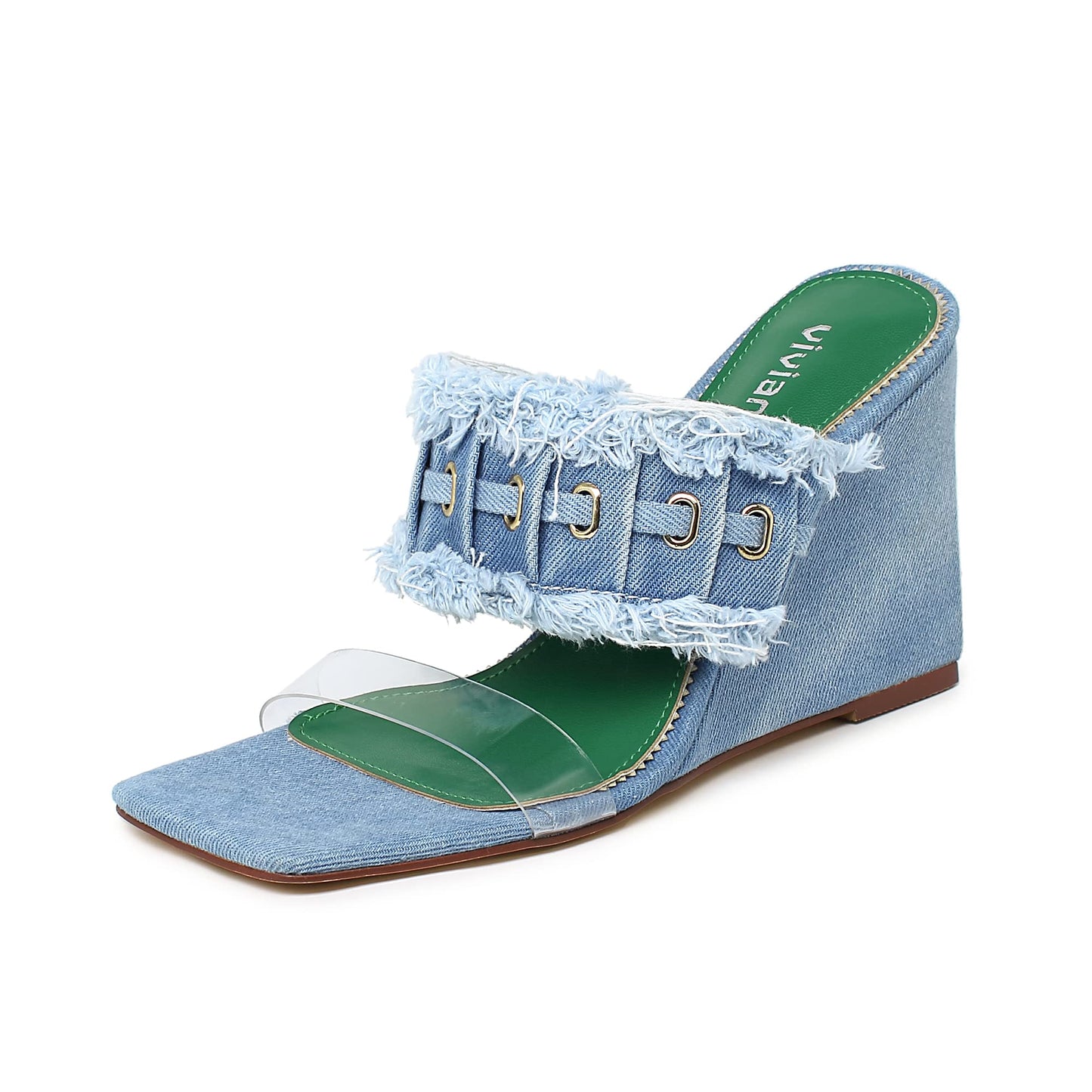Denim Sandals Stiletto Heels Pumps Lace Up