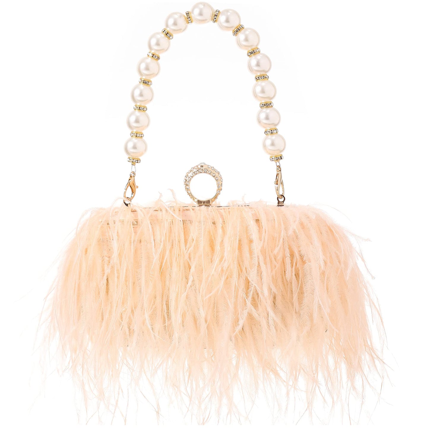 Feather Evening Clutch Vintage Banquet Handbag