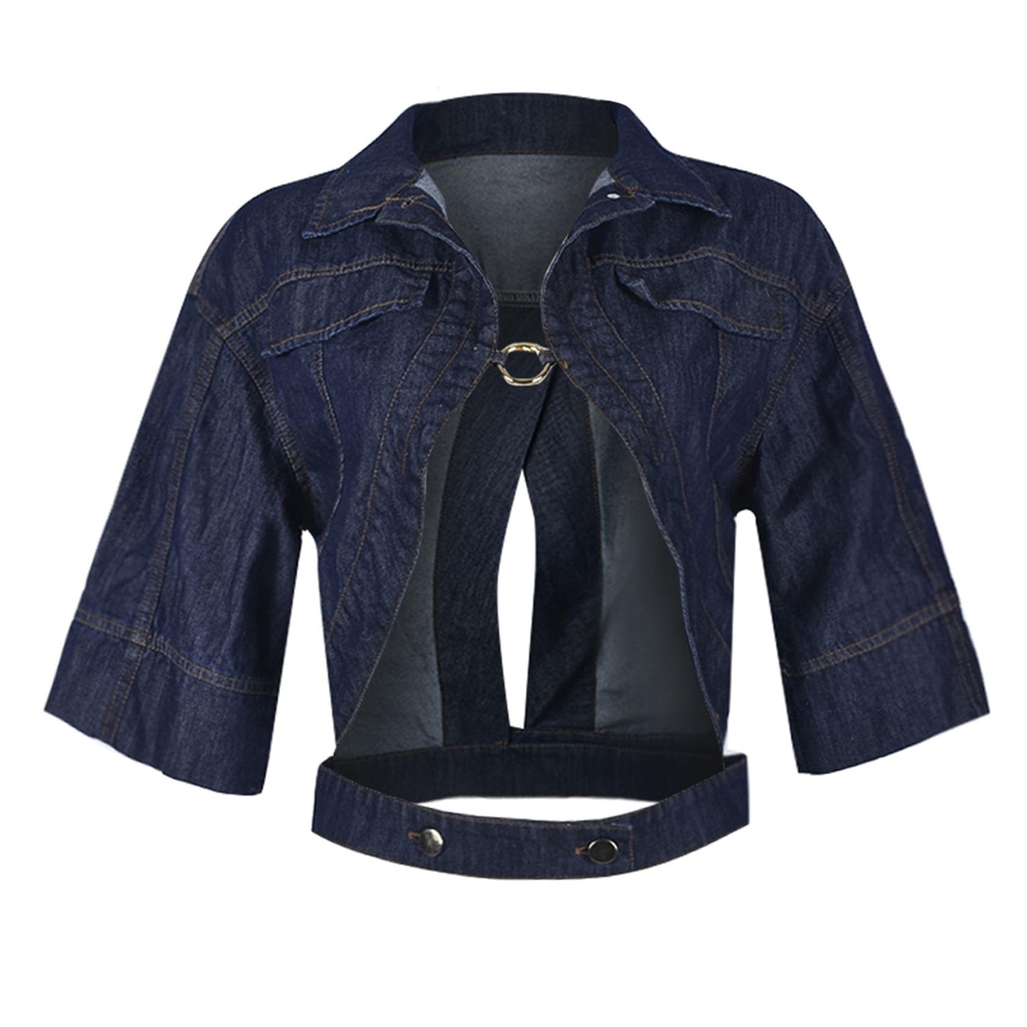 Denim Cropped Vest Casual Lace-Up