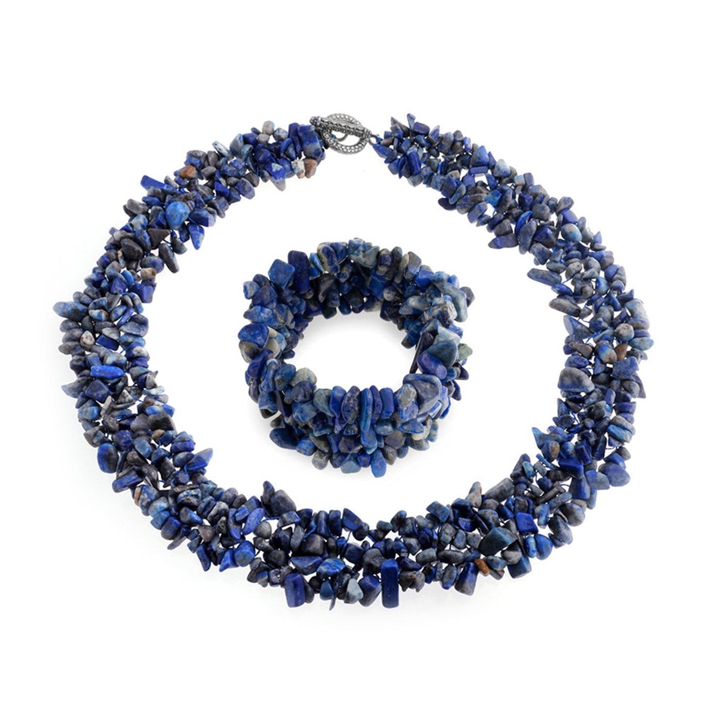 Large Wide Color Gemstone Chips Cluster Statement Necklace - A&S All things Glam Boutique