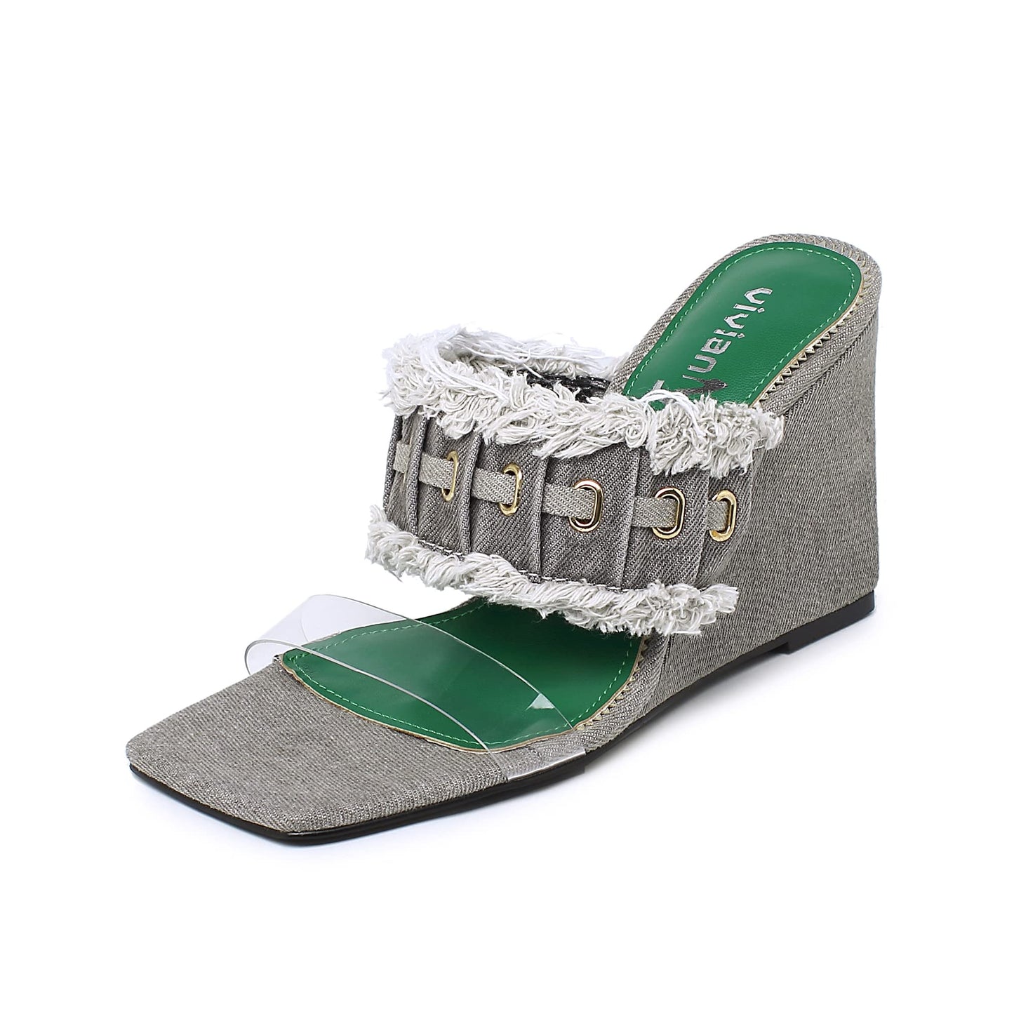 Denim Sandals Stiletto Heels Pumps Lace Up