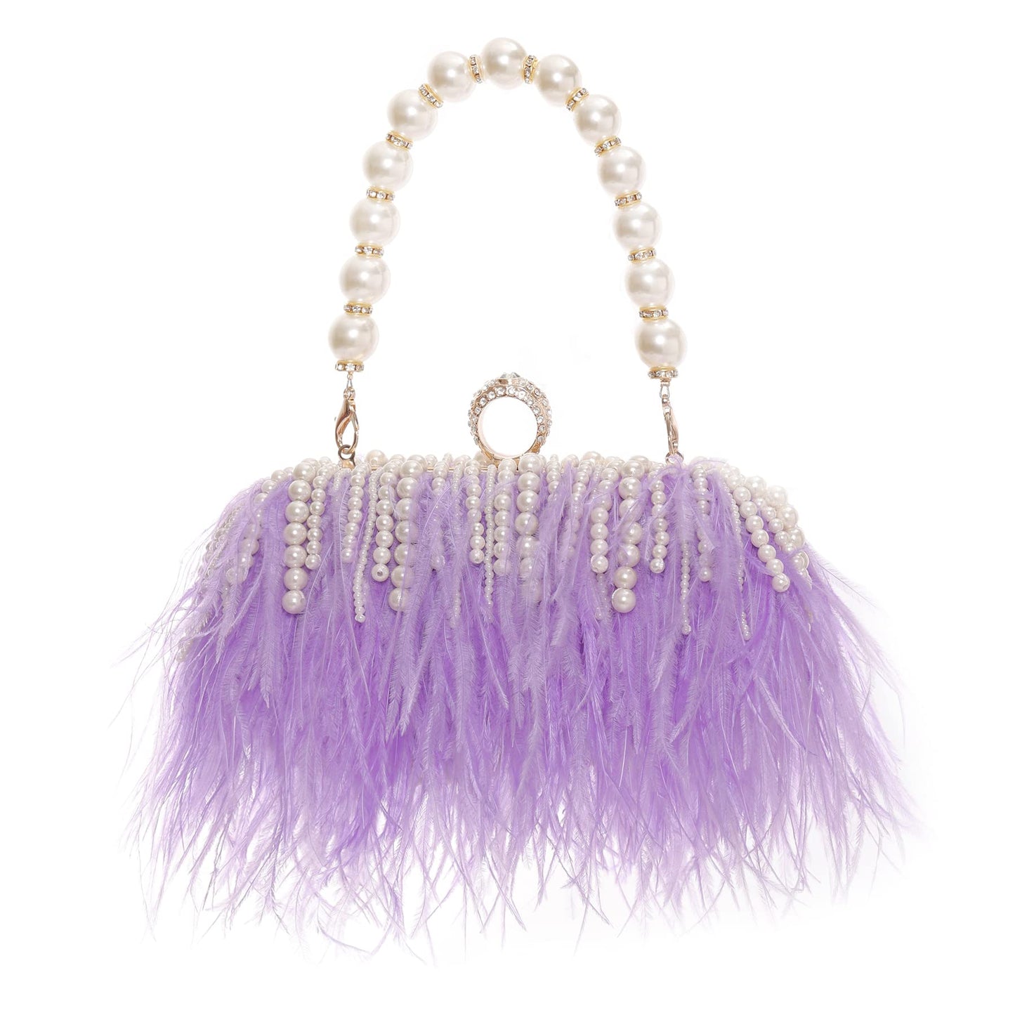 Feather Evening Clutch Vintage Banquet Handbag