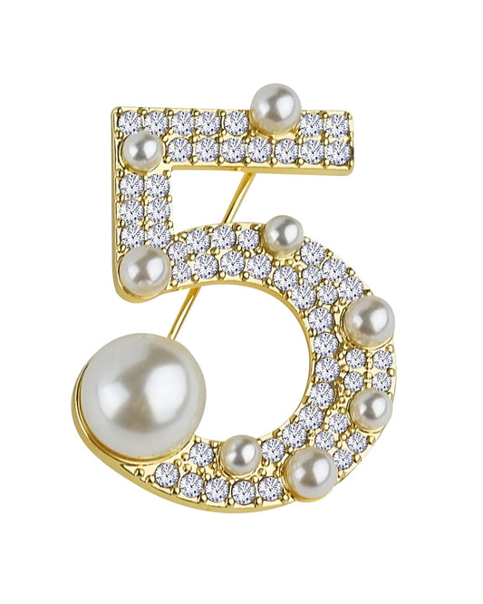 Number Five Rhinestone Bling Celebrity Brooch - A&S All things Glam Boutique