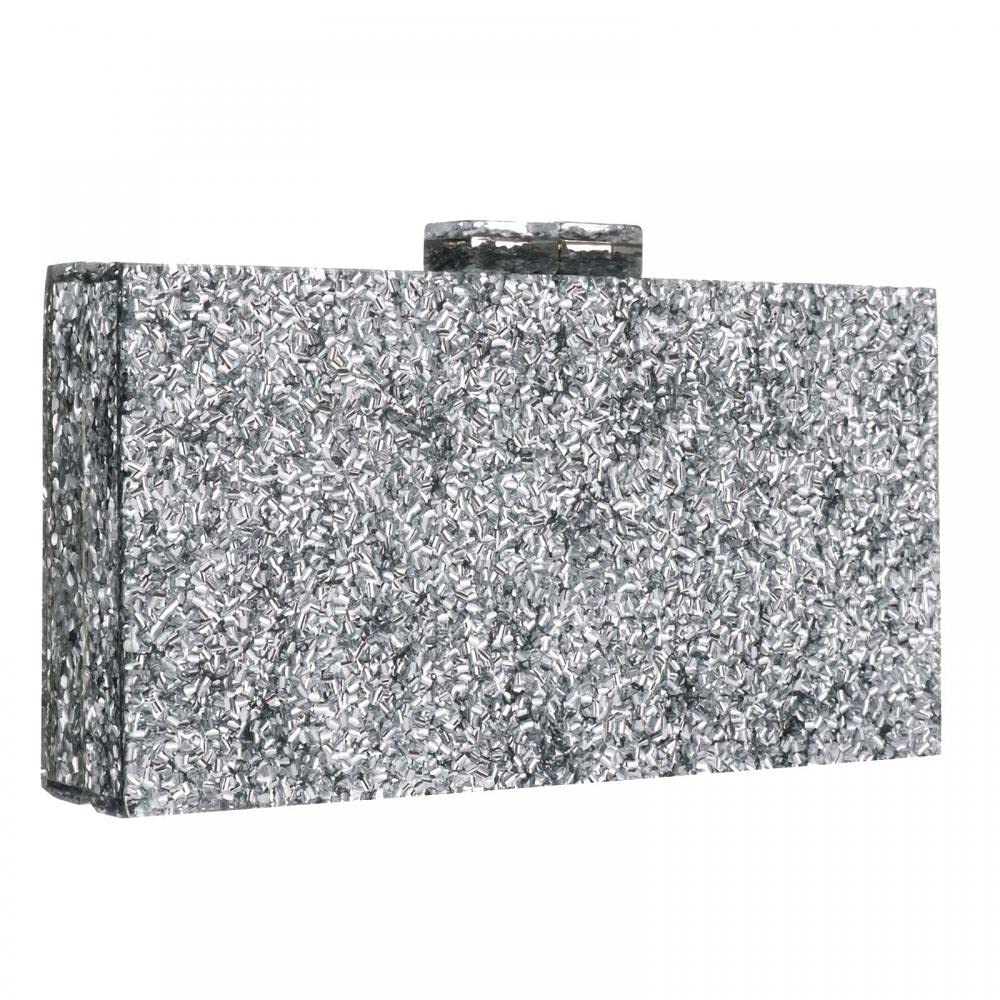 Multicolor Perspex Geometric Patterns Box Clutch