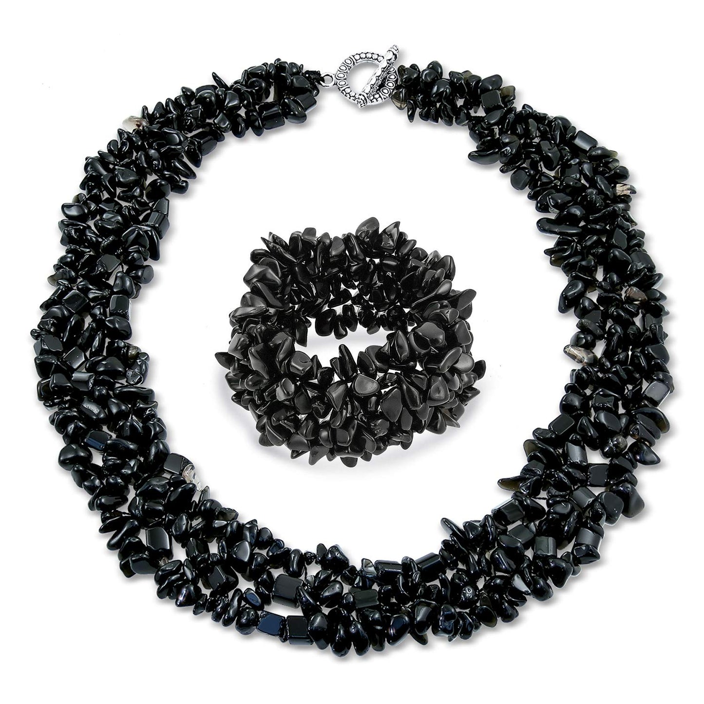 Large Wide Color Gemstone Chips Cluster Statement Necklace - A&S All things Glam Boutique