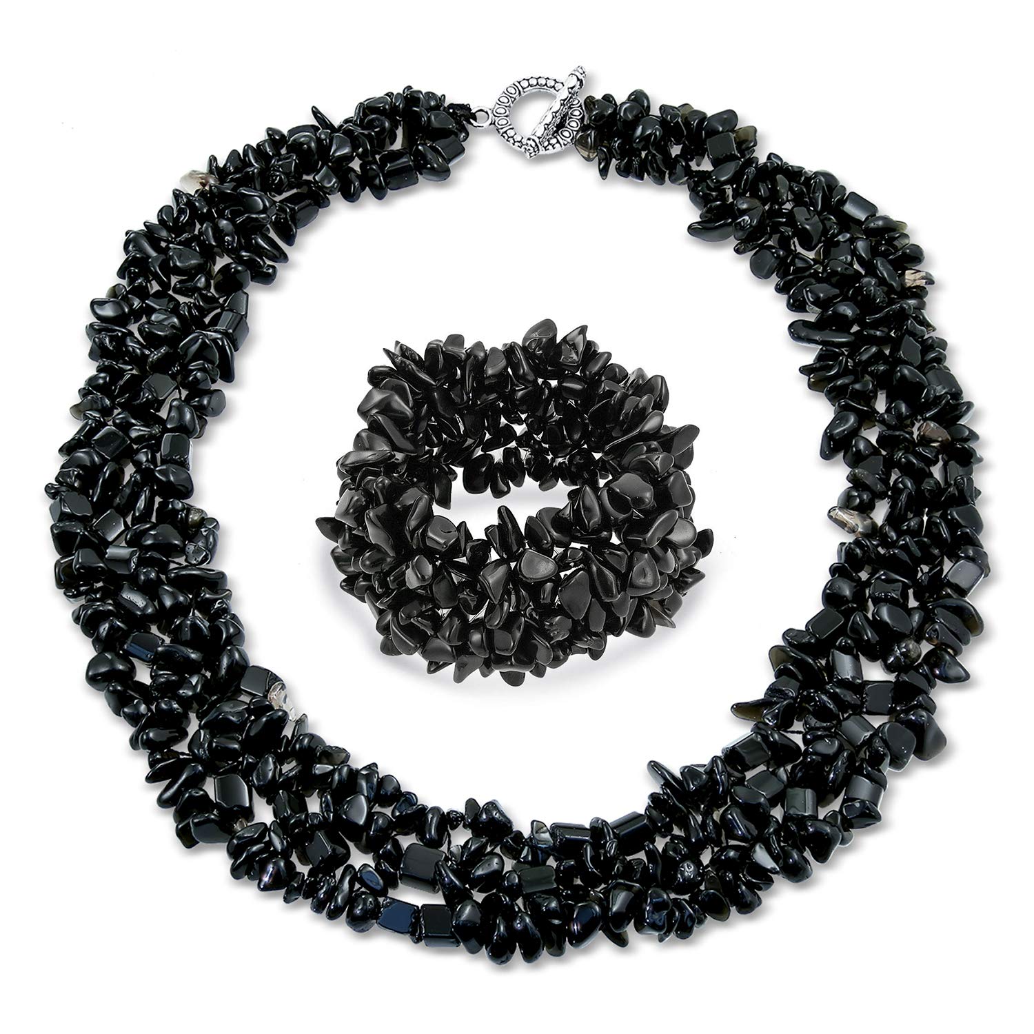 Large Wide Color Gemstone Chips Cluster Statement Necklace - A&S All things Glam Boutique