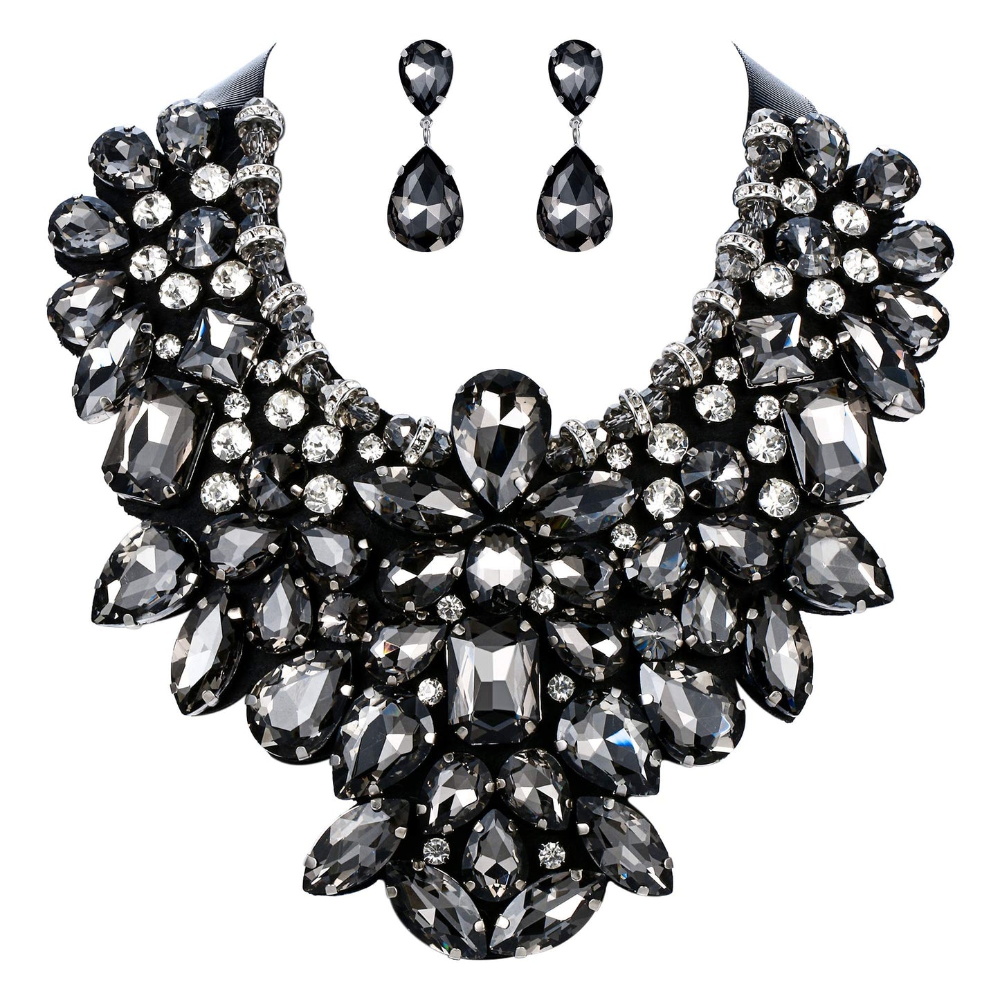 Flyonce Costume Jewelry for Women, 9 Colors Rhinestone Crystal Statement Necklace Earrings Set - A&S All things Glam Boutique