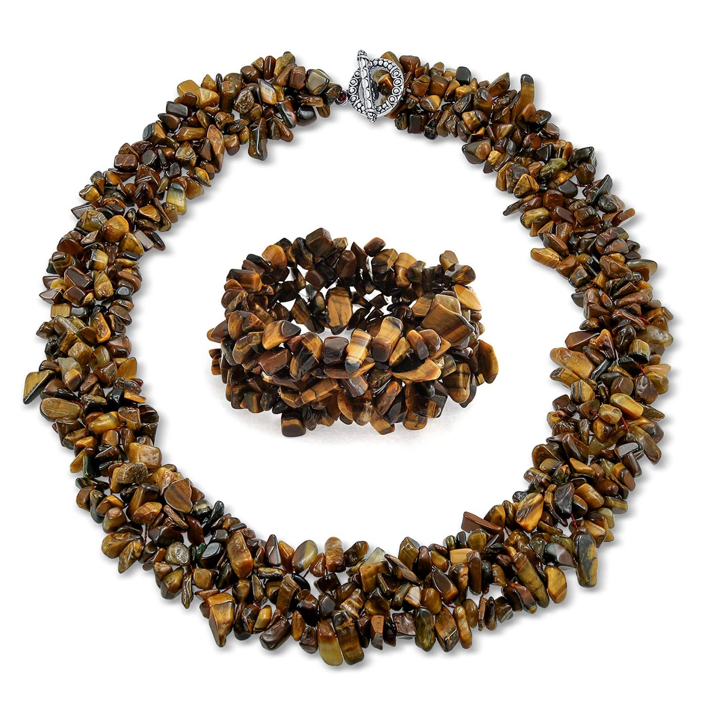 Large Wide Color Gemstone Chips Cluster Statement Necklace - A&S All things Glam Boutique