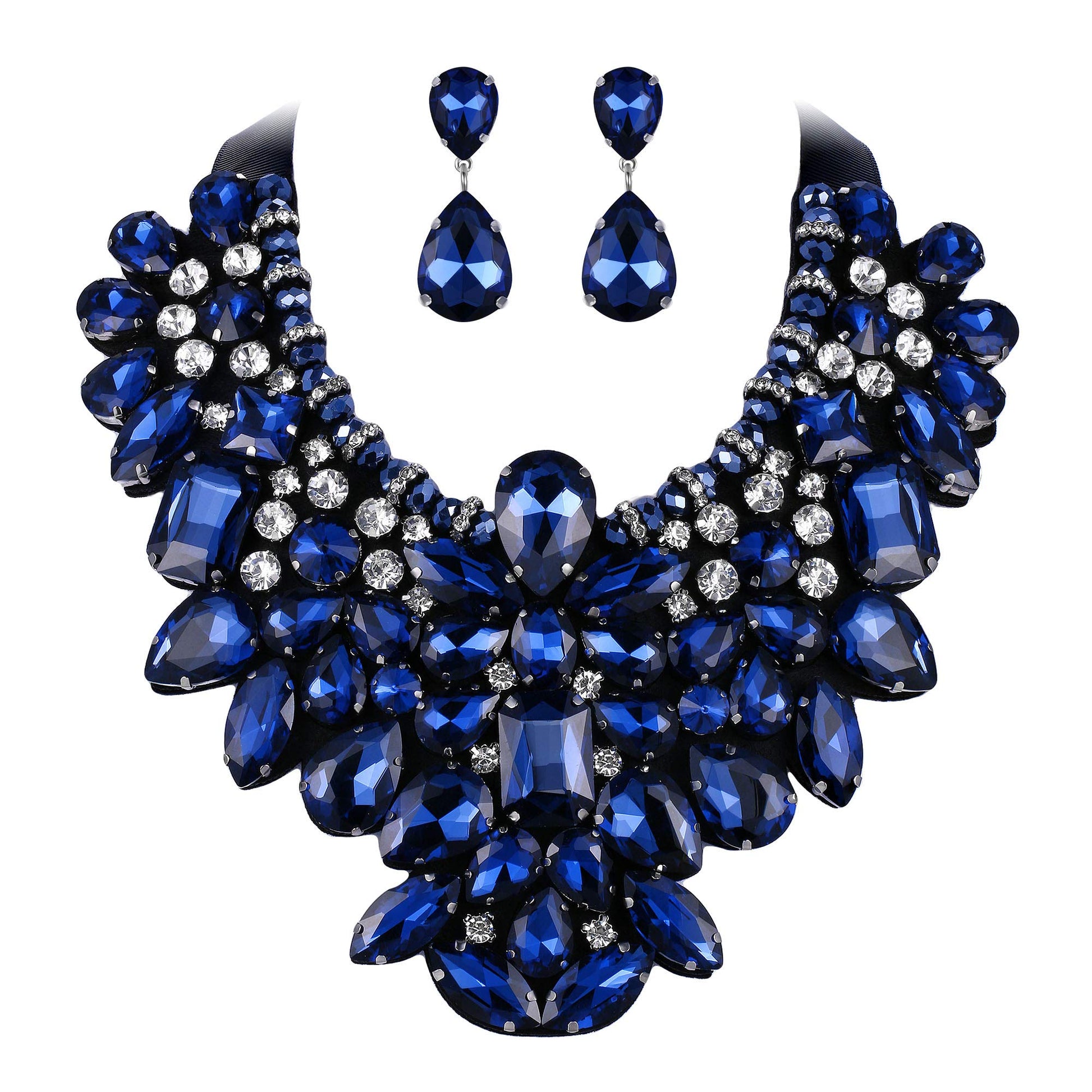 Flyonce Costume Jewelry for Women, 9 Colors Rhinestone Crystal Statement Necklace Earrings Set - A&S All things Glam Boutique