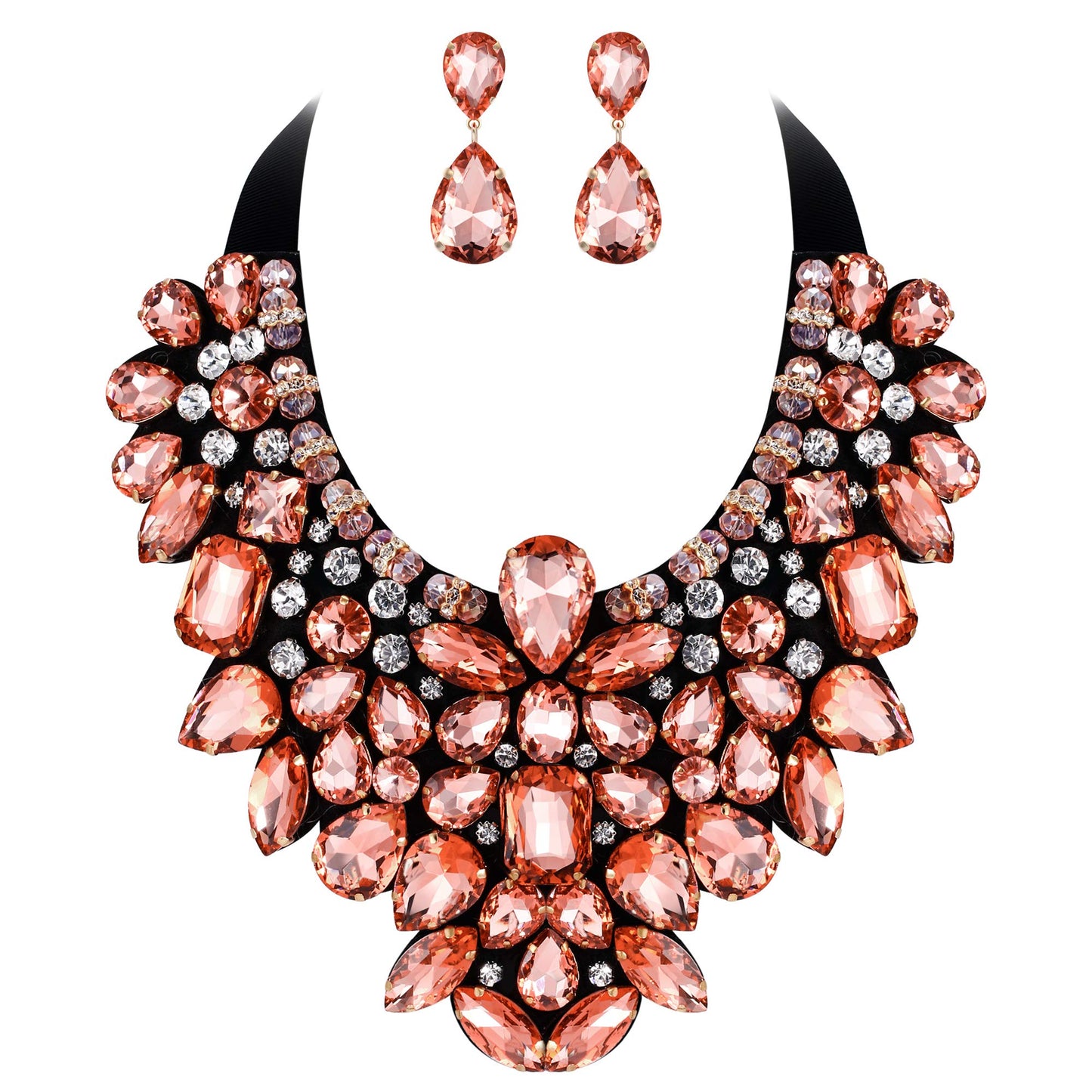 Flyonce Costume Jewelry for Women, 9 Colors Rhinestone Crystal Statement Necklace Earrings Set - A&S All things Glam Boutique