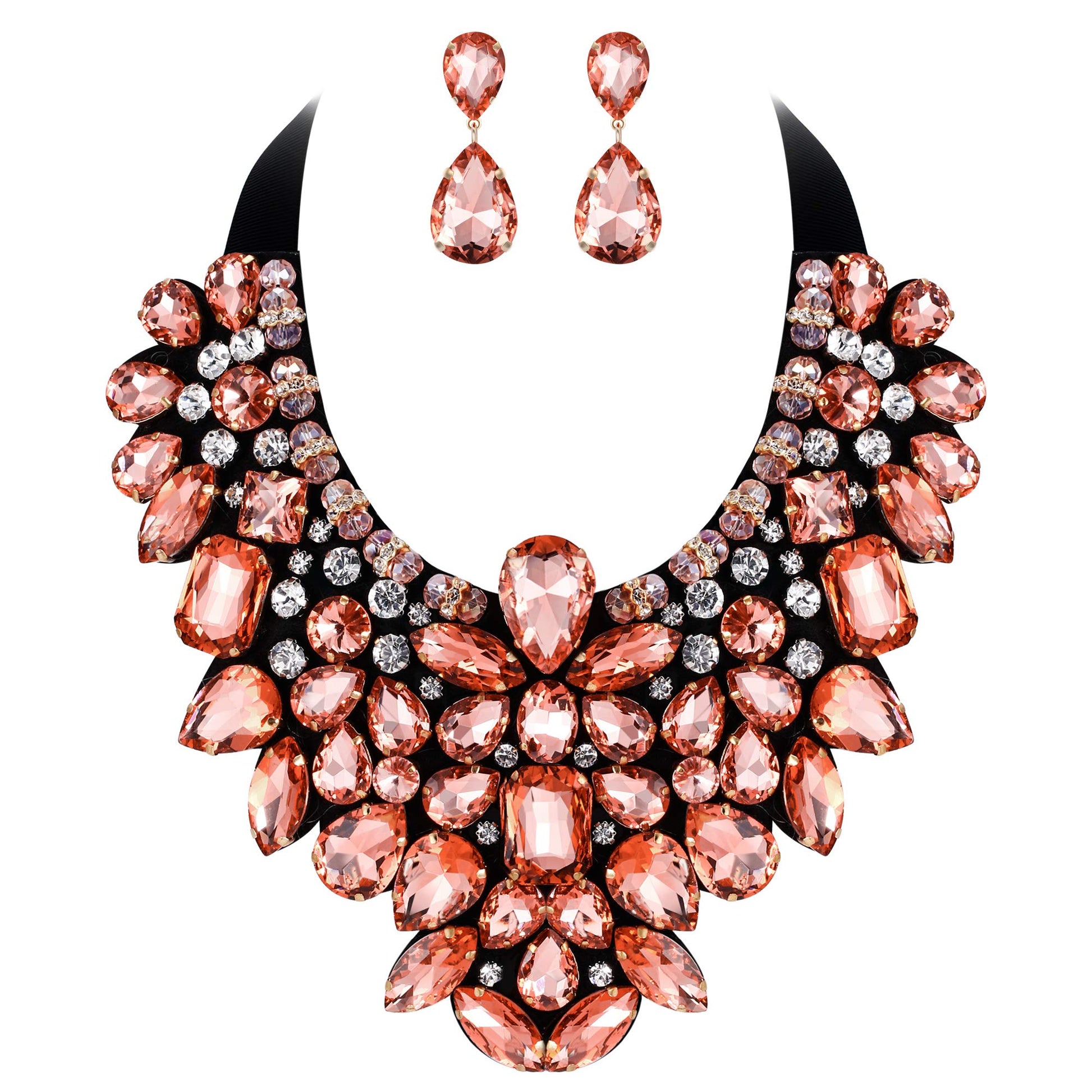 Flyonce Costume Jewelry for Women, 9 Colors Rhinestone Crystal Statement Necklace Earrings Set - A&S All things Glam Boutique