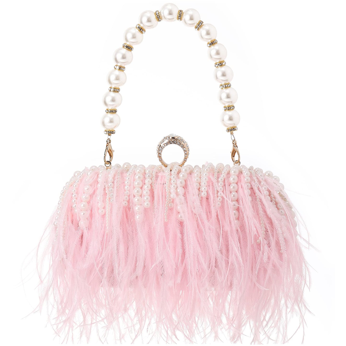 Feather Evening Clutch Vintage Banquet Handbag