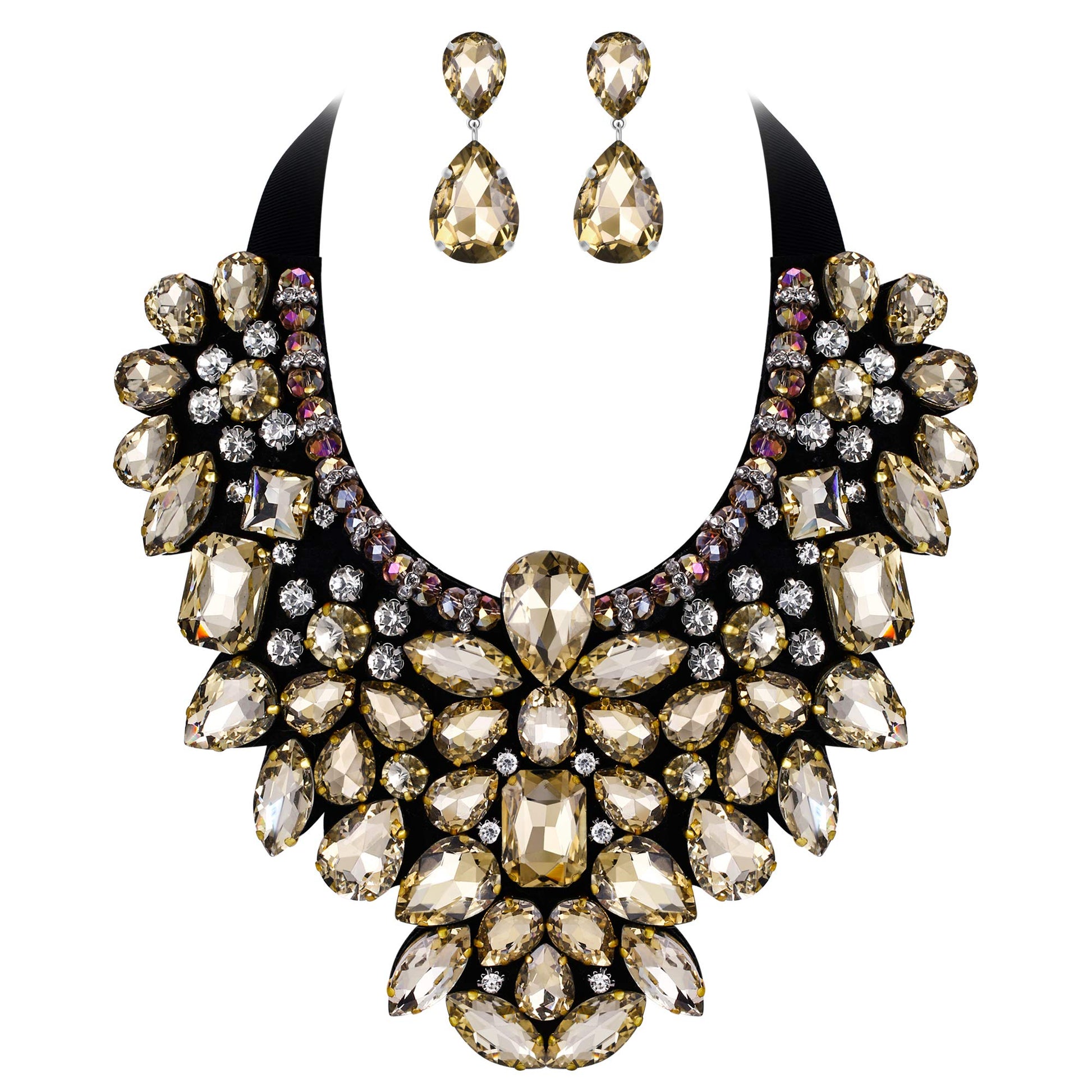 Flyonce Costume Jewelry for Women, 9 Colors Rhinestone Crystal Statement Necklace Earrings Set - A&S All things Glam Boutique