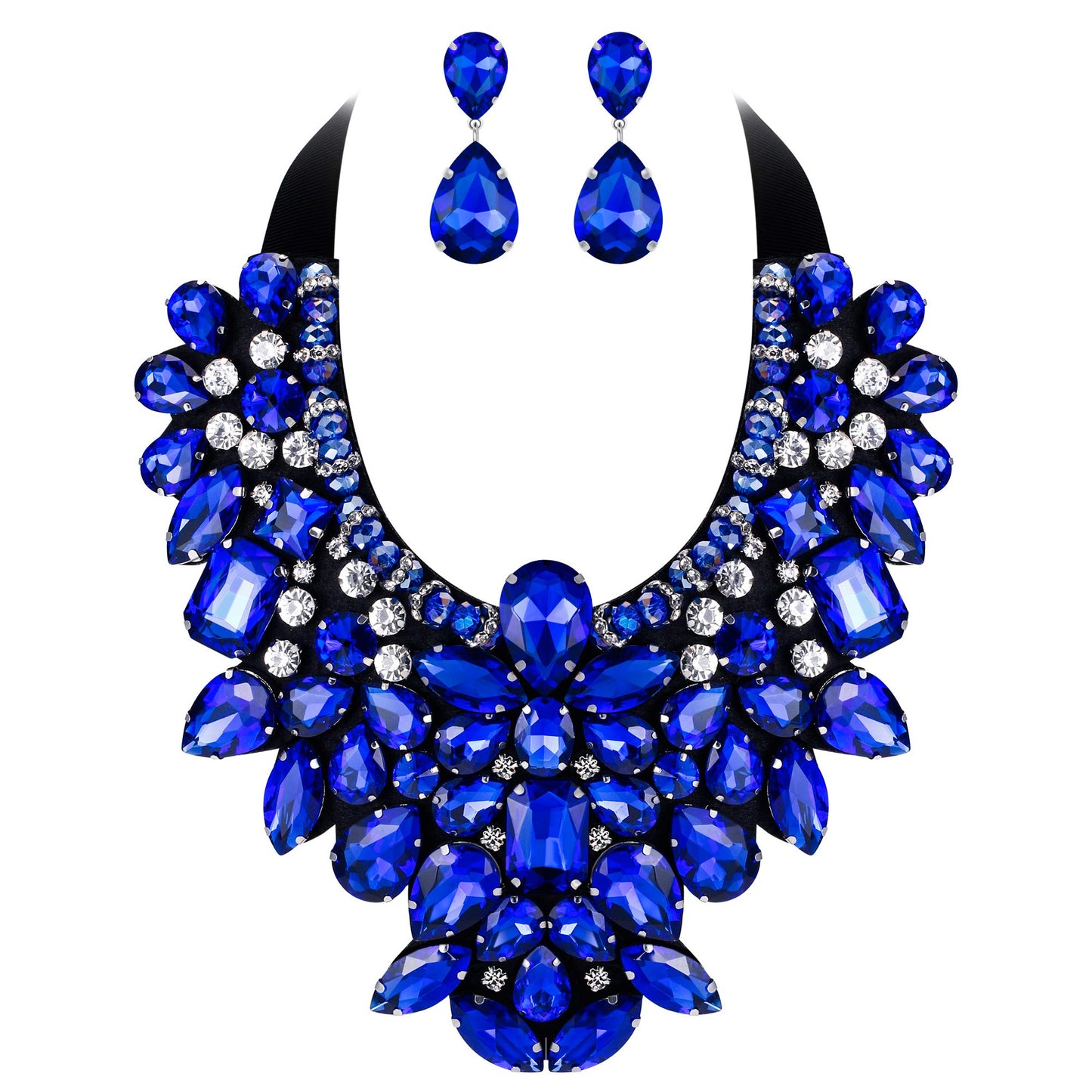 Flyonce Costume Jewelry for Women, 9 Colors Rhinestone Crystal Statement Necklace Earrings Set - A&S All things Glam Boutique